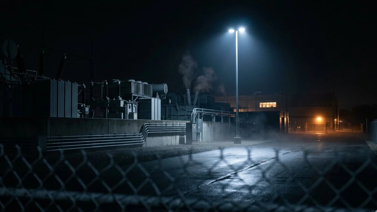 Critical infrastructure facility at night — Elva Consulting